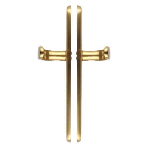 2 poignées de porte VINTAGE, Laiton poli satiné entraxe 195 mm - Fond blanc