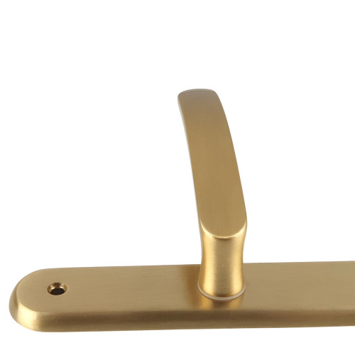 2 poignées de porte VINTAGE, Laiton poli satiné entraxe 195 mm - Fond blanc