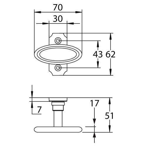 Poignée de fenêtre crémone HAUSSMAN, Laiton doré patiné - Schéma technique