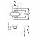 Poignée de fenêtre crémone HAUSSMAN, Laiton doré patiné - Schéma technique
