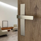 2 poignées de porte CANTO VELOX FIX, Plaque minimaliste ultra fine, Inox nickel mat entraxe 195 mm