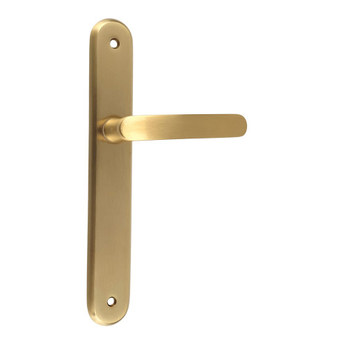 2 poignées de porte VINTAGE, Laiton poli satiné entraxe 195 mm - Fond blanc