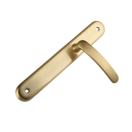 2 poignées de porte VINTAGE, Laiton poli satiné entraxe 195 mm - Fond blanc