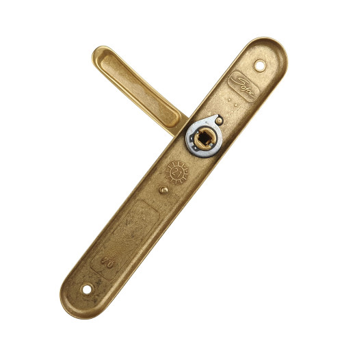 2 poignées de porte VINTAGE, Laiton poli satiné entraxe 195 mm - Fond blanc