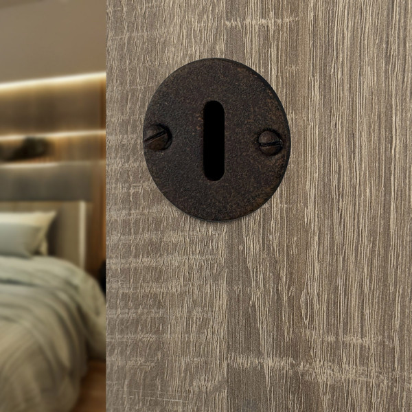 Rosace de porte SIENA entrée de clé en fer rouille