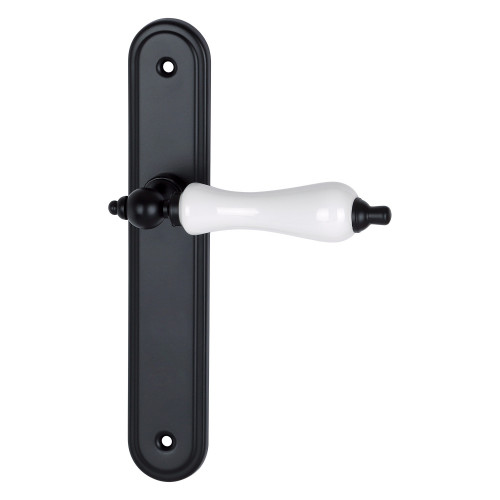 2 poignées de porte BELLEVILLE, béquille Porcelaine blanc entraxe 195 mm