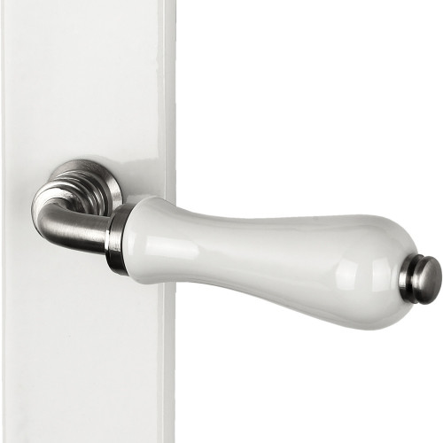 2 poignées de porte SHABBY, Porcelaine blanche entraxe 195 mm