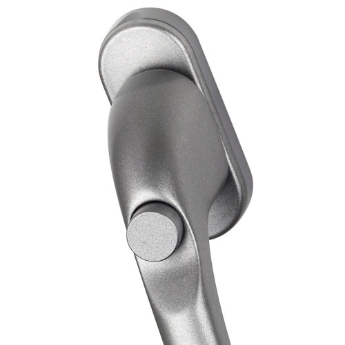 Poignée de fenêtre à bouton poussoir ZENIA, Aluminium anodisé argent - Zoom produit et matière