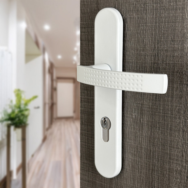 Poignée de porte ibiza blanc mat trou de cylindre