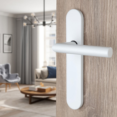 2 poignées de porte Dualfit - Edison, blanc entraxe 165 et 195 mm sans trou