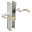 2 poignées de porte EVITA, Classique Chic, Laiton blanc liseré doré entraxe 195 mm