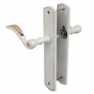 2 poignées de porte EVITA, Classique Chic, Laiton blanc liseré doré entraxe 195 mm