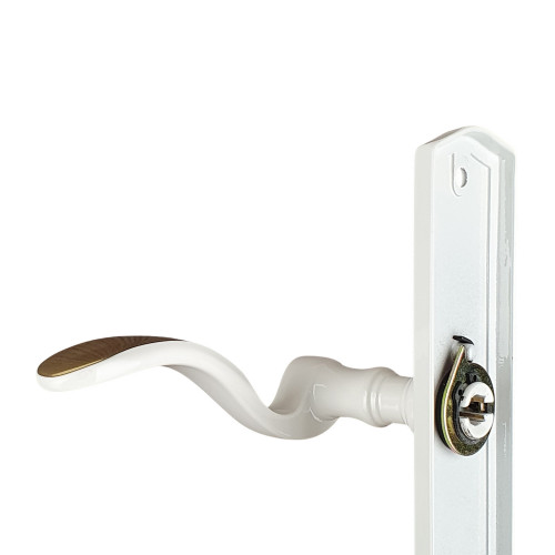 2 poignées de porte EVITA, Classique Chic, Laiton blanc liseré doré entraxe 195 mm