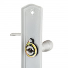 2 poignées de porte EVITA, Classique Chic, Laiton blanc liseré doré entraxe 195 mm