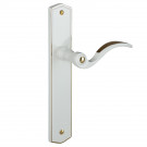 2 poignées de porte EVITA, Classique Chic, Laiton blanc liseré doré entraxe 195 mm