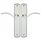 2 poignées de porte EVITA, Classique Chic, Laiton blanc liseré doré entraxe 195 mm