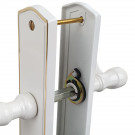 2 poignées de porte EVITA, Classique Chic, Laiton blanc liseré doré entraxe 195 mm