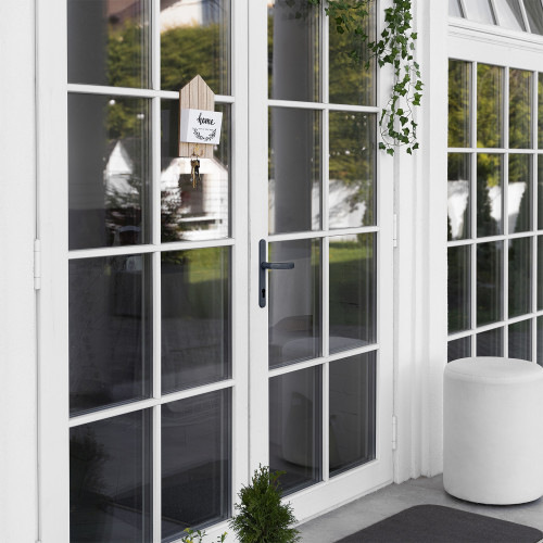 2 poignées de porte d'entrée trou cylindre BALTIC, plaque étroite, Aluminium entraxe 195 mm