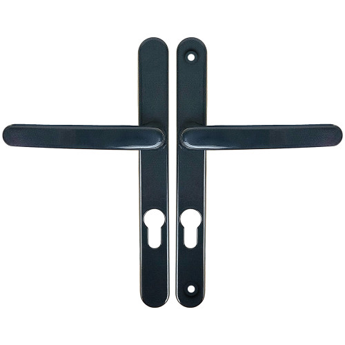 2 poignées de porte d'entrée trou cylindre BALTIC, plaque étroite, Aluminium gris anthracite RAL7016 entraxe 195 mm