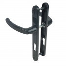 2 poignées de porte d'entrée BALTIC, plaque étroite, Aluminium gris anthracite entraxe 195 mm