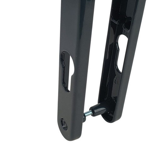 2 poignées de porte d'entrée BALTIC, plaque étroite, Aluminium gris anthracite entraxe 195 mm