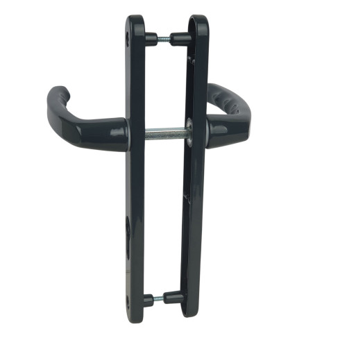 2 poignées de porte d'entrée BALTIC, plaque étroite, Aluminium gris anthracite entraxe 195 mm