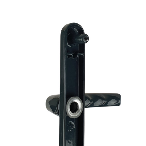 2 poignées de porte d'entrée BALTIC, plaque étroite, Aluminium gris anthracite entraxe 195 mm