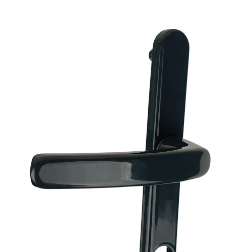 2 poignées de porte d'entrée BALTIC, plaque étroite, Aluminium gris anthracite entraxe 195 mm