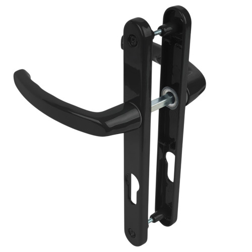 2 poignées de porte d'entrée BALTIC, plaque étroite, Aluminium noir entraxe 195 mm