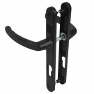 2 poignées de porte d'entrée BALTIC, plaque étroite, Aluminium noir entraxe 195 mm