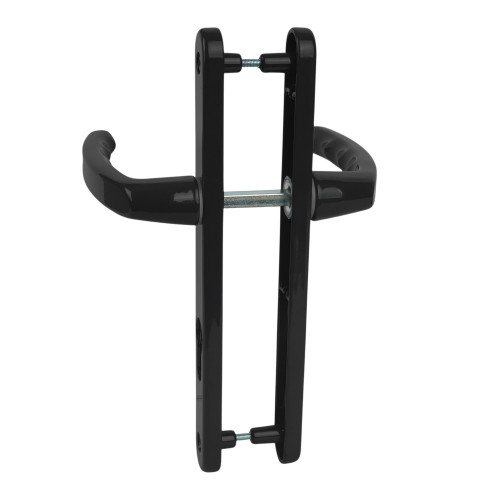 2 poignées de porte d'entrée BALTIC, plaque étroite, Aluminium noir entraxe 195 mm