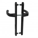 2 poignées de porte d'entrée BALTIC, plaque étroite, Aluminium noir entraxe 195 mm