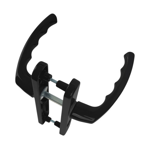 2 poignées de porte d'entrée BALTIC, plaque étroite, Aluminium noir entraxe 195 mm