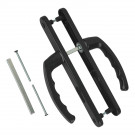 2 poignées de porte d'entrée BALTIC, plaque étroite, Aluminium noir entraxe 195 mm