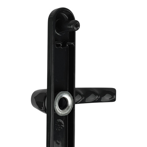 2 poignées de porte d'entrée BALTIC, plaque étroite, Aluminium noir entraxe 195 mm