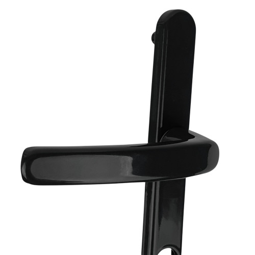 2 poignées de porte d'entrée BALTIC, plaque étroite, Aluminium noir entraxe 195 mm