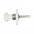 2 rosaces de poignée de porte rondes ATHENA, Porcelaine blanc embase nickelée