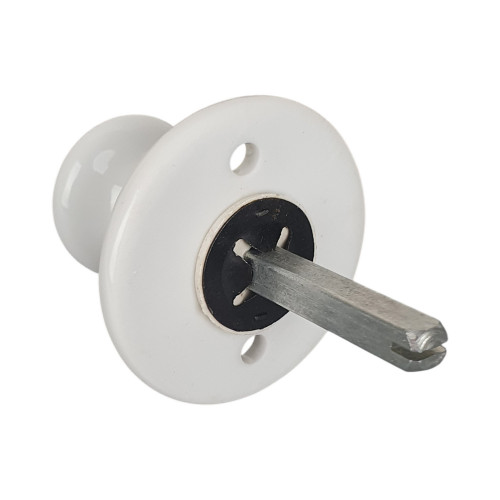 2 rosaces de poignée de porte rondes ATHENA, Porcelaine blanc embase nickelée