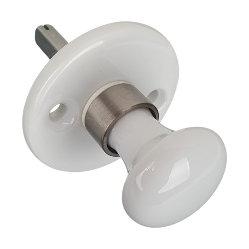 2 rosaces de poignée de porte rondes ATHENA, Porcelaine blanc embase nickelée