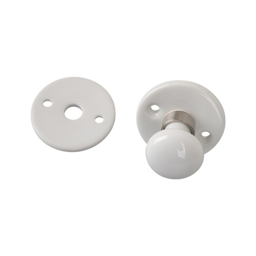 2 rosaces de poignée de porte rondes ATHENA, Porcelaine blanc embase nickelée