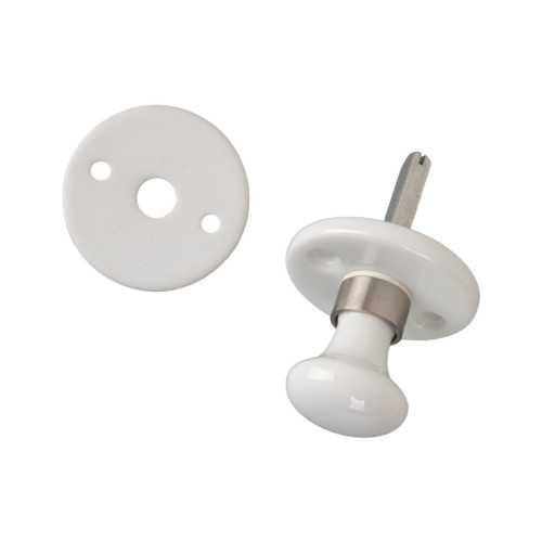 2 rosaces de poignée de porte rondes ATHENA, Porcelaine blanc embase nickelée