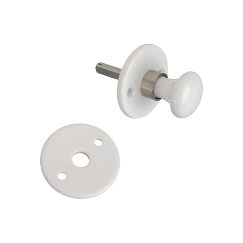 2 rosaces de poignée de porte rondes ATHENA, Porcelaine blanc embase nickelée