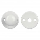 2 rosaces de poignée de porte rondes ATHENA, Porcelaine blanc embase nickelée