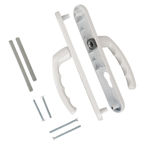 2 poignées de porte d'entrée BALTIC, Aluminium blanc mat entraxe 195 mm