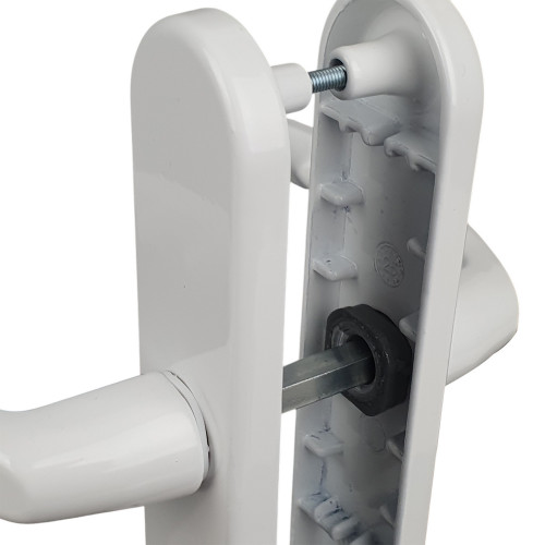 2 poignées de porte d'entrée BALTIC, Aluminium blanc mat entraxe 195 mm