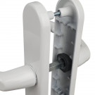 2 poignées de porte d'entrée BALTIC, Aluminium blanc mat entraxe 195 mm