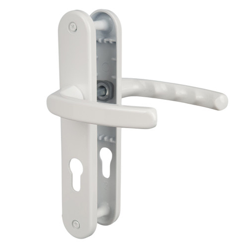 2 poignées de porte d'entrée BALTIC, Aluminium blanc mat entraxe 195 mm