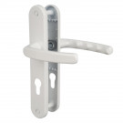 2 poignées de porte d'entrée BALTIC, Aluminium blanc mat entraxe 195 mm