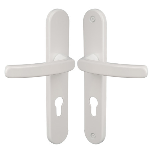 2 poignées de porte d'entrée BALTIC, Aluminium blanc mat entraxe 195 mm