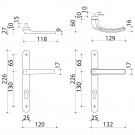 2 poignées de porte à cylindre BALTIC, Saillie réduite côté extérieur, Aluminium entraxe 195 mm - Schéma